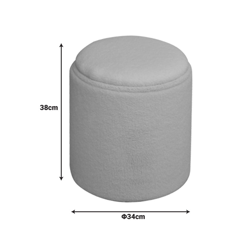 Taburet-trunchi multifunctional Batur, tesatura Boucle, Alb, 34x38 cm