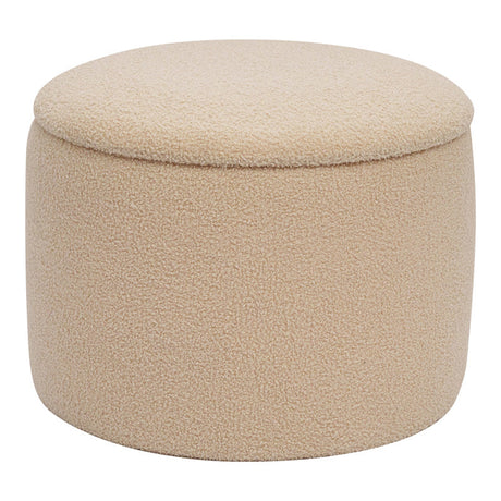 Taburet-trunchi Roundy cu functie multifunctionala, Boucle, bej, 55x41 cm