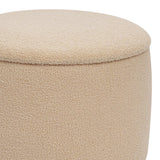 Taburet-trunchi Roundy cu functie multifunctionala, Boucle, bej, 55x41 cm