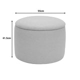 Taburet-trunchi Roundy cu functie multifunctionala, Boucle, bej, 55x41 cm