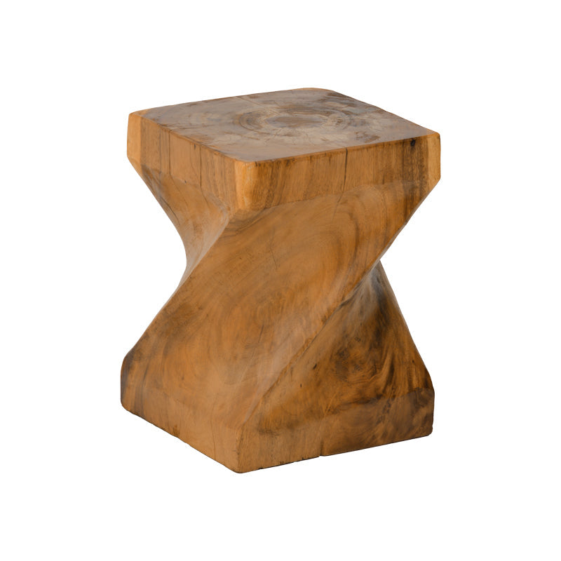 Taburet Twister din lemn Suar, Natural, 30x30x45 cm