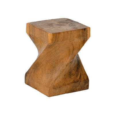 Taburet Twister din lemn Suar, Natural, 30x30x45 cm
