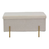 Taburet Ziwel cu capac teddy, alb auriu, 80x40x40 cm
