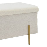 Taburet Ziwel cu capac teddy, alb auriu, 80x40x40 cm