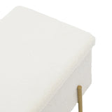 Taburet Ziwel cu capac teddy, alb auriu, 80x40x40 cm