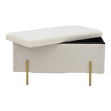 Taburet Ziwel cu capac teddy, alb auriu, 80x40x40 cm