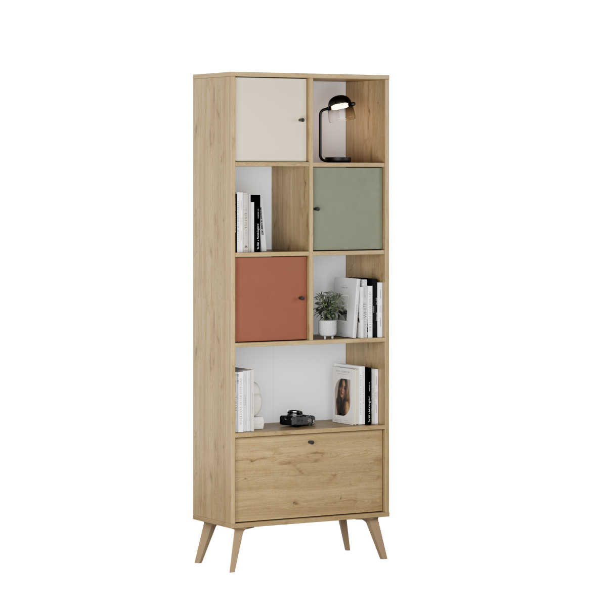 Biblioteca TKT-940-FX-1 Home Collection® Tiffany, 4 usi si 4 rafturi, Multicolor, 67x181x30 cm