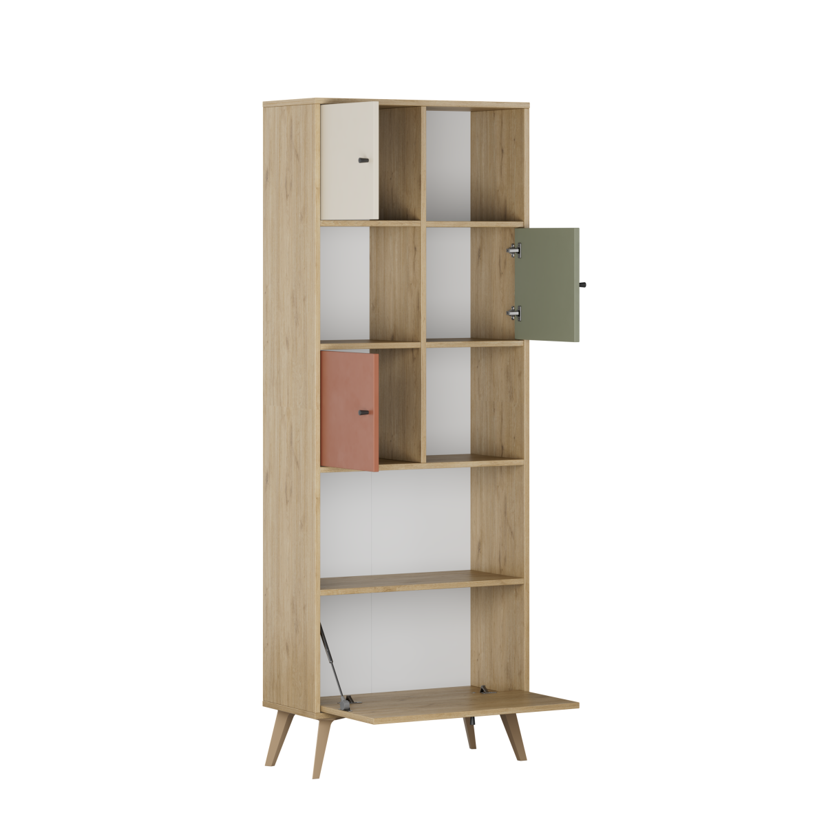 Biblioteca TKT-940-FX-1 Home Collection® Tiffany, 4 usi si 4 rafturi, Multicolor, 67x181x30 cm