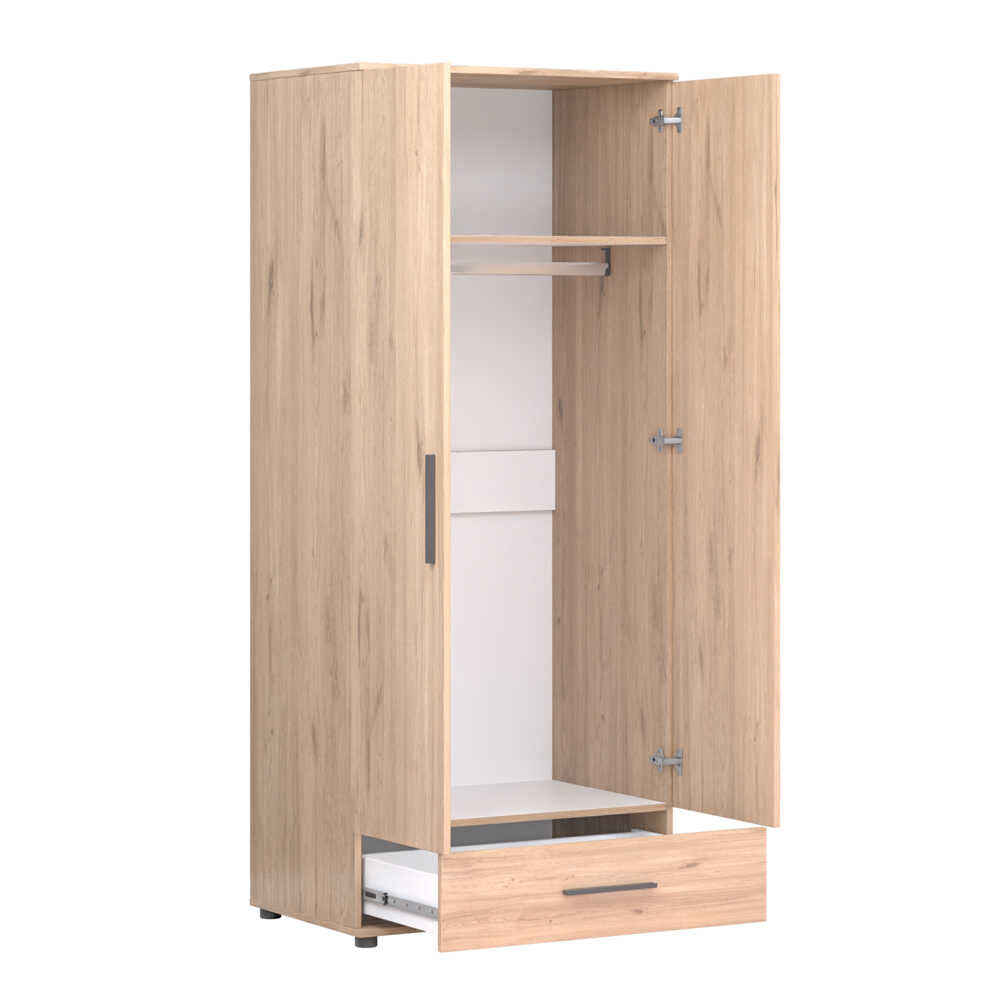 Dulap Haine GRD-621-FF-2 Home Collection® Trendline cu 2 usi si sertar, Stejar, 80x187x52 cm