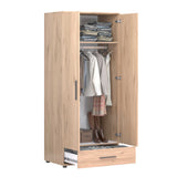 Dulap Haine GRD-621-FF-2 Home Collection® Trendline cu 2 usi si sertar, Stejar, 80x187x52 cm