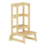 Turnulet de învatare pentru copii Chiquel, stil Montessori, lemn, Alb - Natural, 45x51x90 cm - Natur