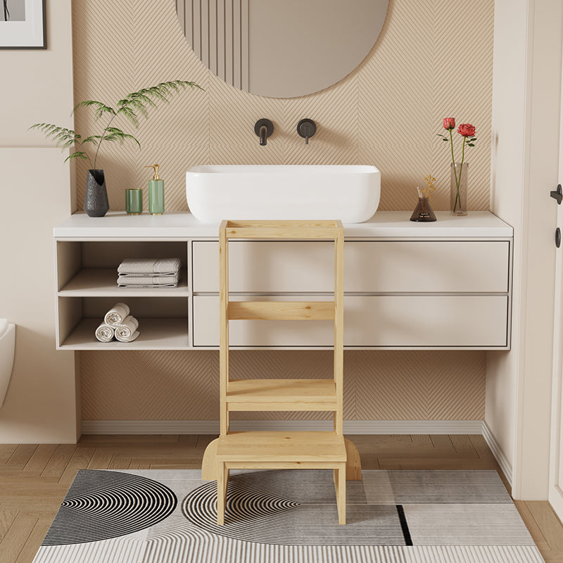 Turnulet de învatare pentru copii Chiquel, stil Montessori, lemn, Alb - Natural, 45x51x90 cm - Natur