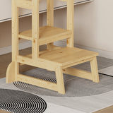 Turnulet de învatare pentru copii Chiquel, stil Montessori, lemn, Alb - Natural, 45x51x90 cm - Natur