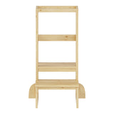 Turnulet de învatare pentru copii Chiquel, stil Montessori, lemn, Alb - Natural, 45x51x90 cm - Natur