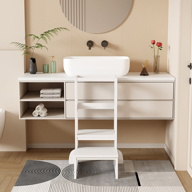 Turnulet de învatare pentru copii Chiquel, stil Montessori, lemn, Alb - Natural, 45x51x90 cm - Alb