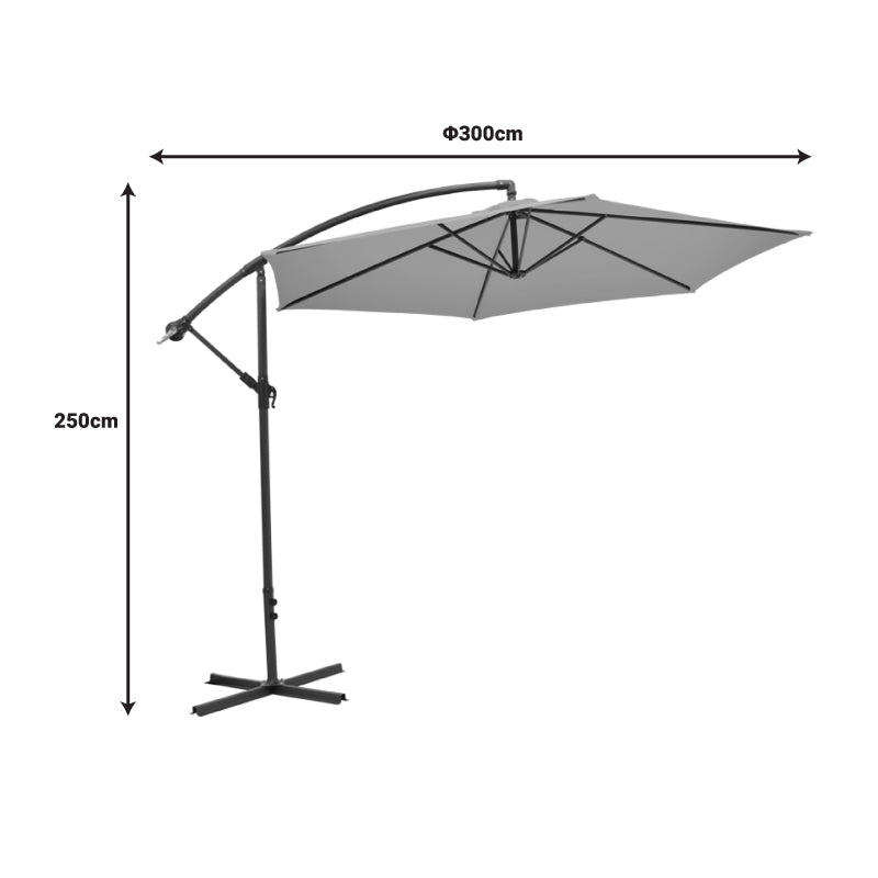 Umbrela cu suport de gradina Jiopel, Bej, 300x300x250 cm