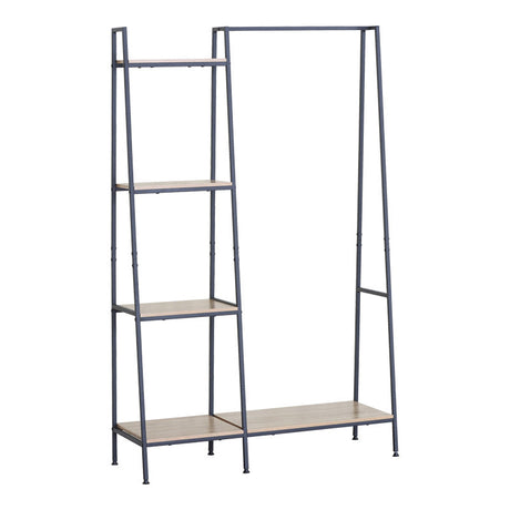 Unitate de intrare-raft Herevy, Stejar cu metal, negru, 101x35x160 cm