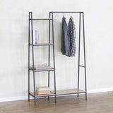 Unitate de intrare-raft Herevy, Stejar cu metal, negru, 101x35x160 cm