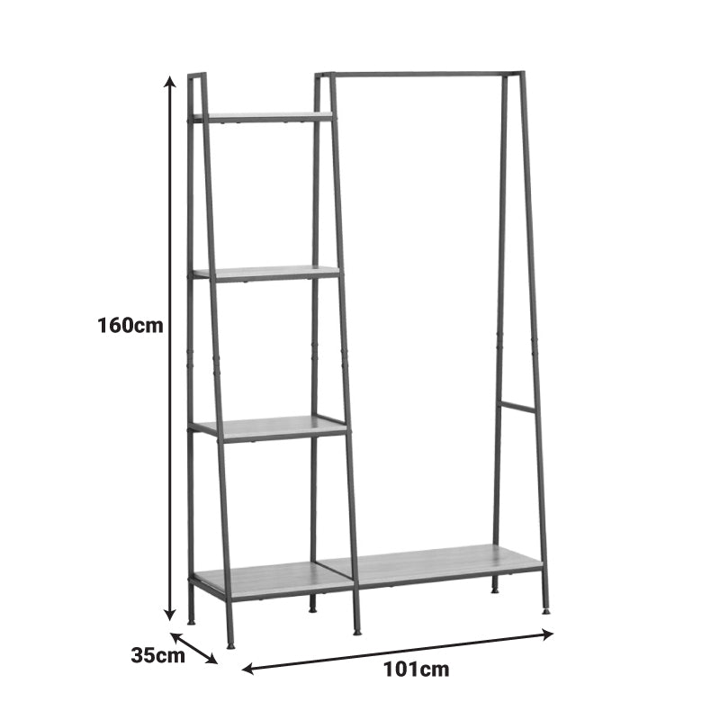 Unitate de intrare-raft Herevy, Stejar cu metal, negru, 101x35x160 cm