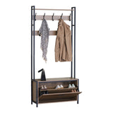 Unitate de intrare Ventoria, Stejar cu metal, negru, 84x30x182 cm