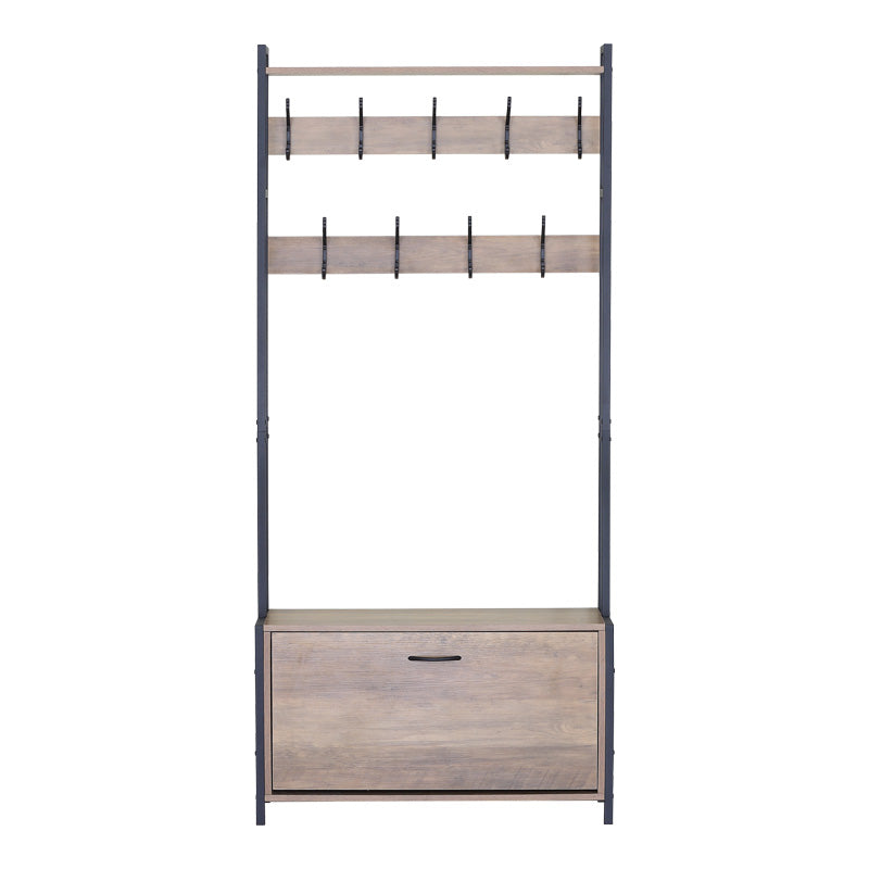Unitate de intrare Ventoria, Stejar cu metal, negru, 84x30x182 cm
