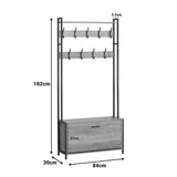 Unitate de intrare Ventoria, Stejar cu metal, negru, 84x30x182 cm