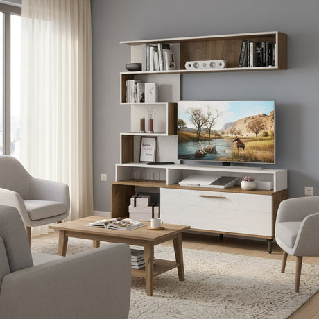 Unitate TV cu funcție de depozitare Jasper, Lemn, Nuc, 151x37x169 cm