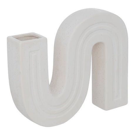 Vaza ceramica Snaky, Alb, 25x5x21 cm