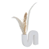 Vaza ceramica Snaky, Alb, 25x5x21 cm
