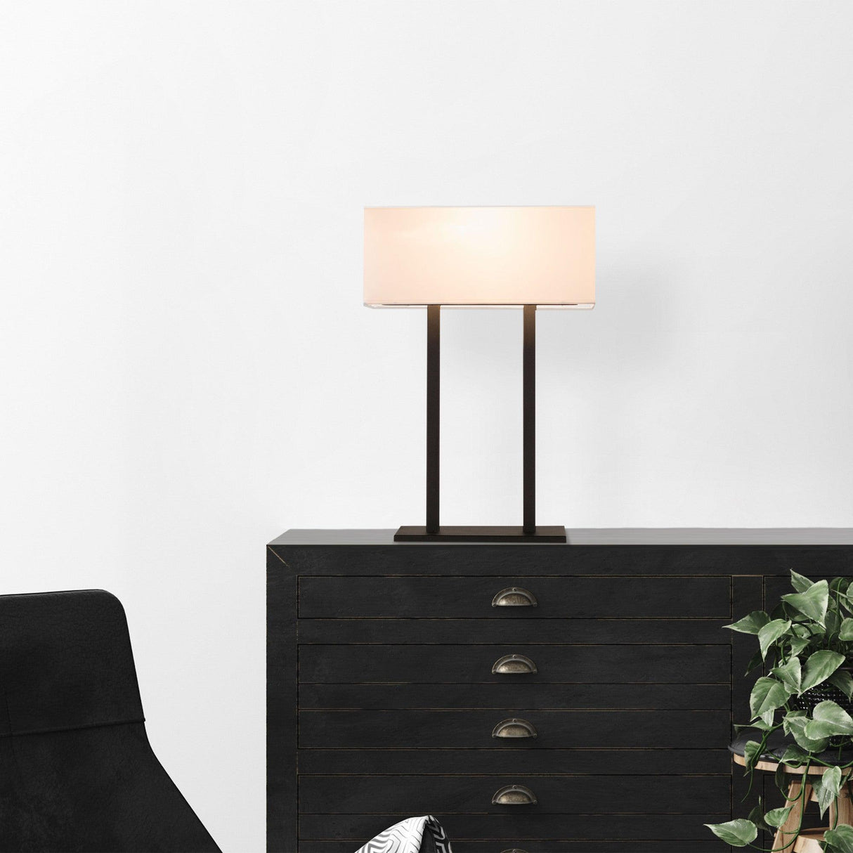 Veioza Amora, Alb - Negru, 35x15x52 cm - Alb