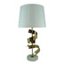 Veioza Lighted metal auriu si abajur din tesatura, alba, 35x35x70 cm