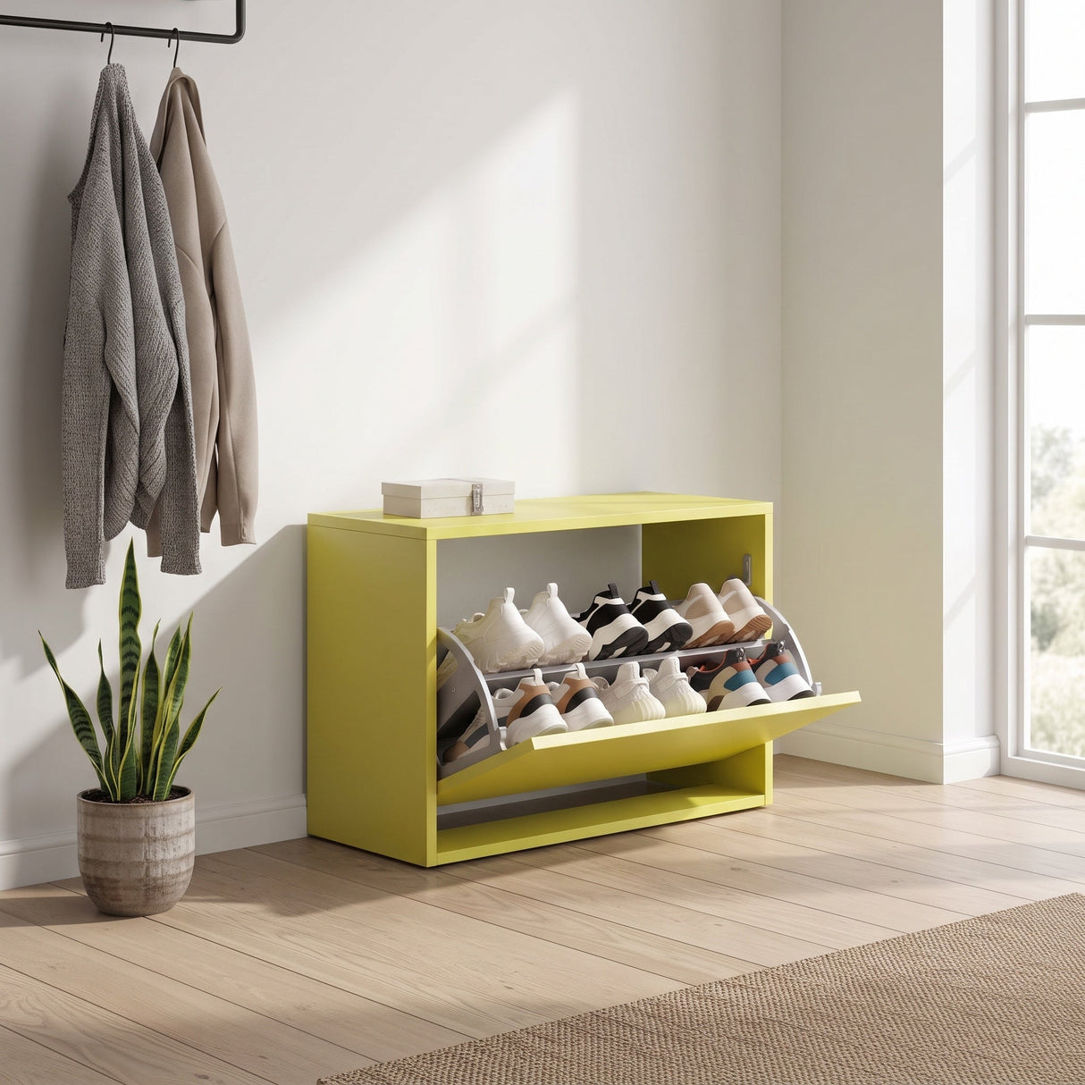 Pantofar Băncuță SHC-110-BB-1 Home Collection®, cu Șezut, 6 Perechi, 60x42x30 cm - Verde | SKU: SHC-110-YY-1
