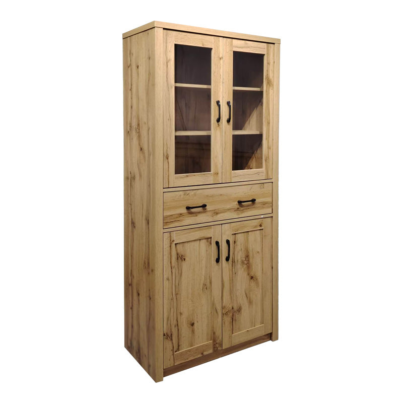 Vitrina-șifonier multifunctionala Nisso, Lemn, Alb - Stejar, 80x40x184 cm - Vitrina-șifonier multifunctionala Nisso, Lemn, Alb - Stejar, 80x40x184 cm - 049-000116