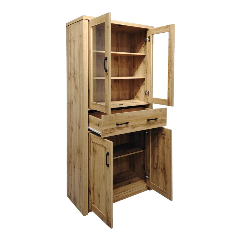 Vitrina-șifonier multifunctionala Nisso, Lemn, Alb - Stejar, 80x40x184 cm - Stejar