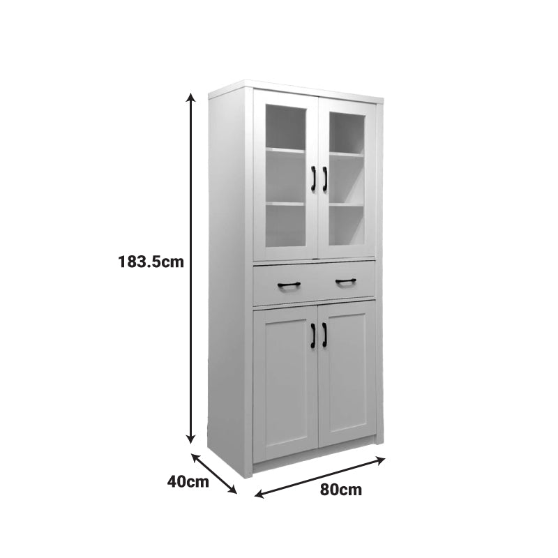 Vitrina-șifonier multifunctionala Nisso, Lemn, Alb - Stejar, 80x40x184 cm - Alb