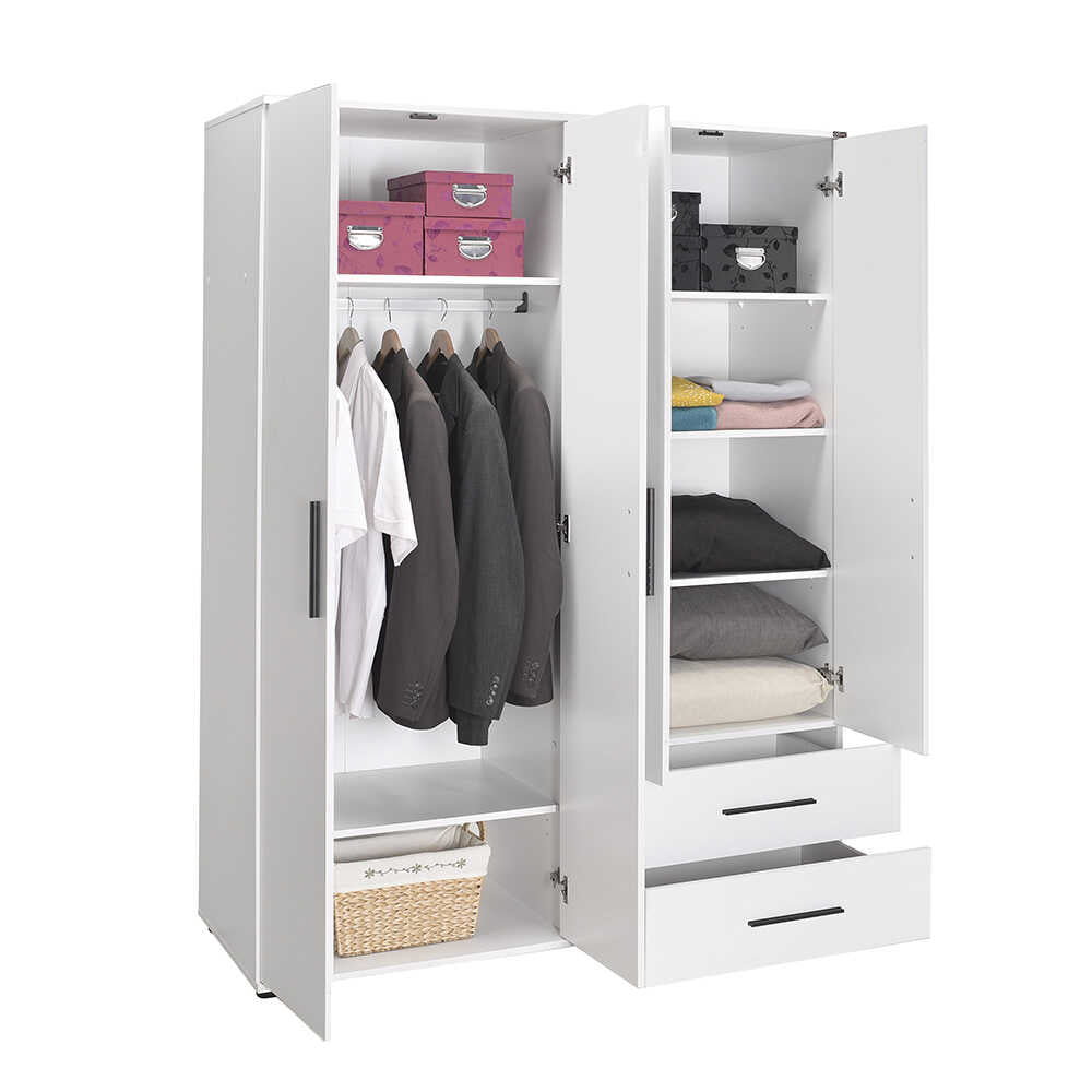 Dulap Haine GRD-642-BB-3 Home Collection® White, 4 usi si 2 sertare, Alb, 137x187x52 cm