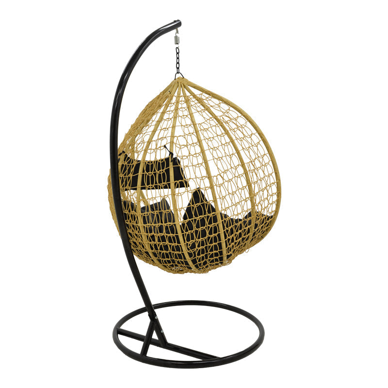 Balansoar Zafer, Metal si PP, 106x103x200 cm - Negru-Natural